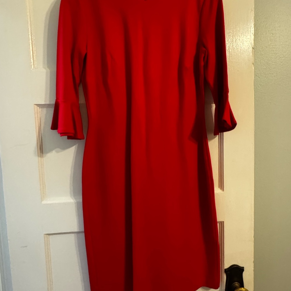 Banana Republic Red Sheath Dress with Bell Sleeves